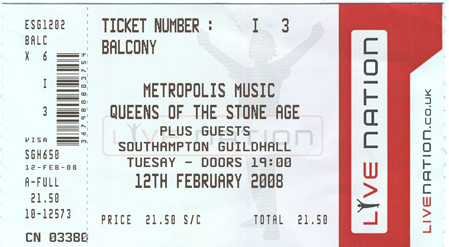 My ticket to see Queens of the Stone Age live